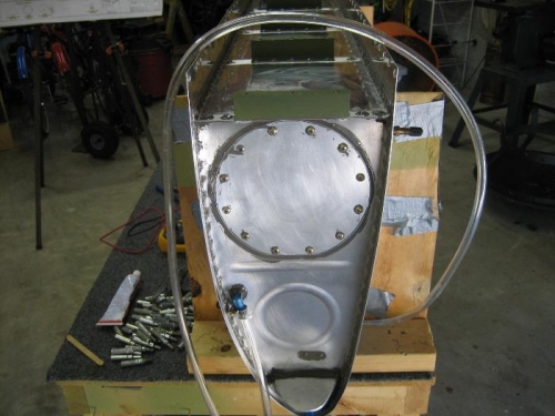 Clear tubing on vent line connection.