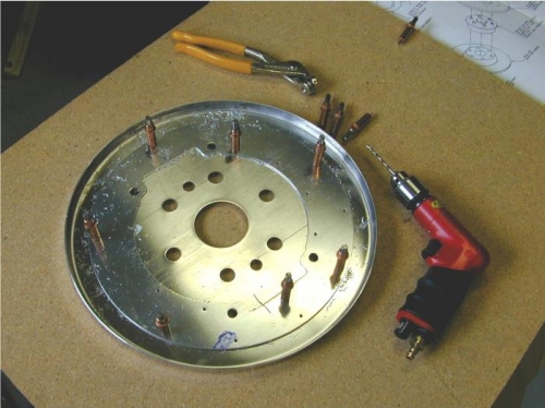 Spinner backplate match drilled to stiffener plate