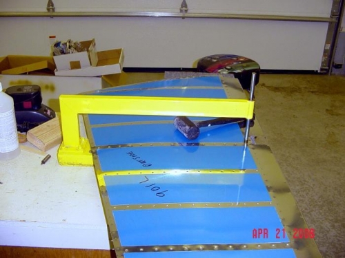 Dimpleing rudder skin.