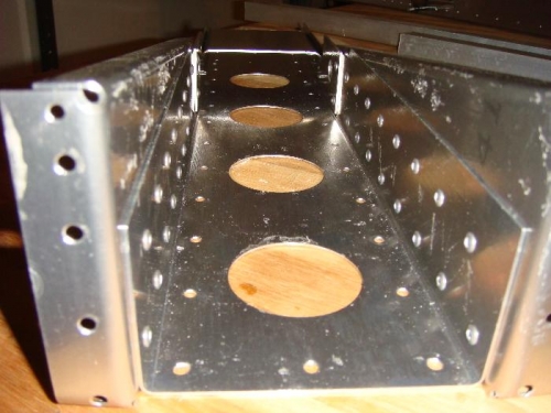 rivets pulled from inside to make smooth surface for bugee channel.