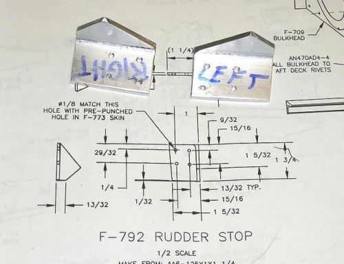Rudder stops fabricated