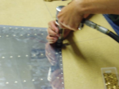 double flush rivets in the trailing edge of the rudder