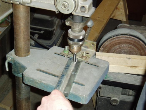 using drill press to counter sink axe wedge