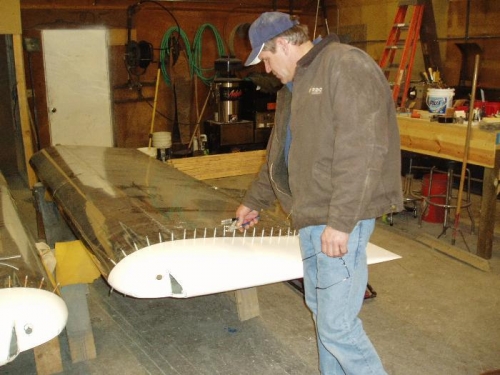 Dave clecoing the tip on