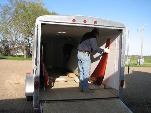 Hauled wings to hangar in Wahpeton