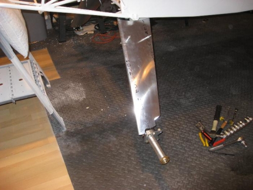 Trial fit of gear leg fairing