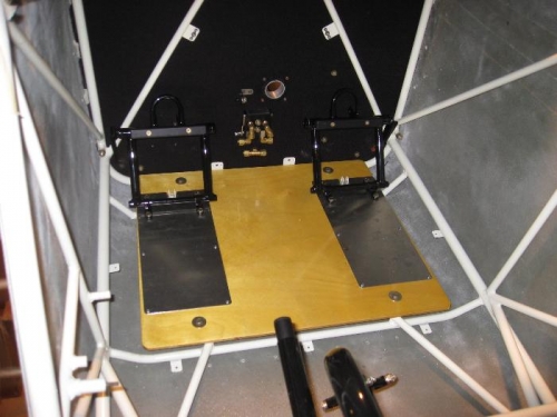 Front floor board and rudder/brake pedals