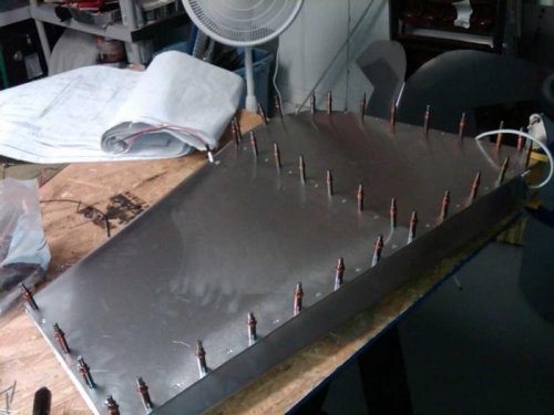 rudder riveting in process