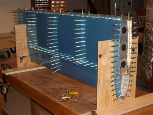 Skin clecoed on skeleton