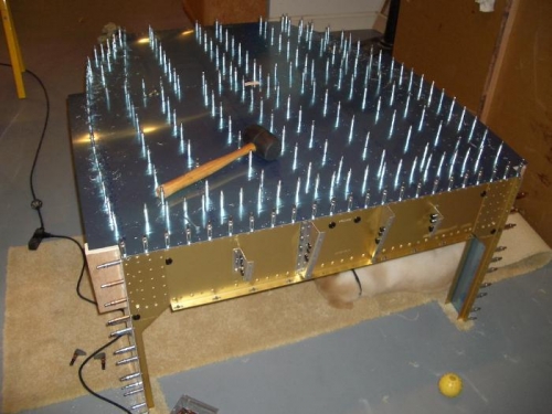 Center Fuselage Bottom Skin Clecoed