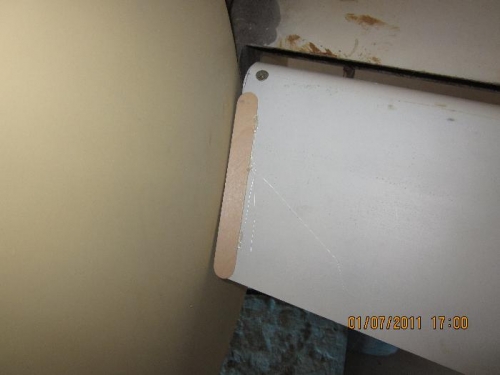 Glued on tongue depressor to mark elevator