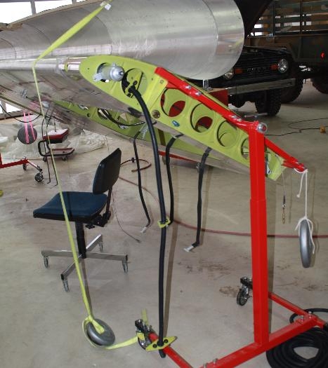 Pulling conduit through the wing.