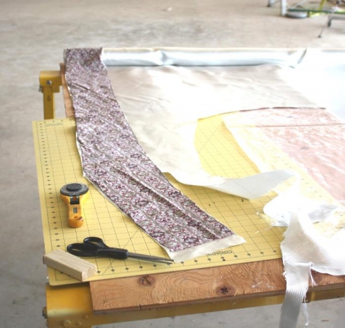 Cutting Medium Weight Fiberglass using cloth template.
