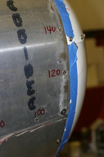 Blue tape was used to determine front edge.