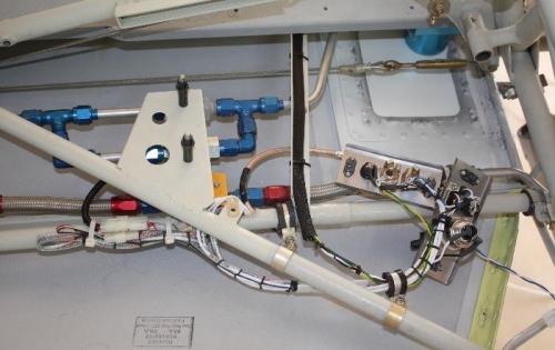 Wiring ready to place floorboard.