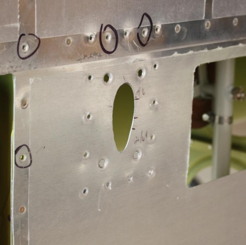 Holes drilled and dimpled, cutout done.