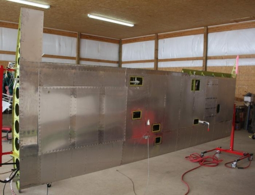 Fuel tank access panels and drains in place.