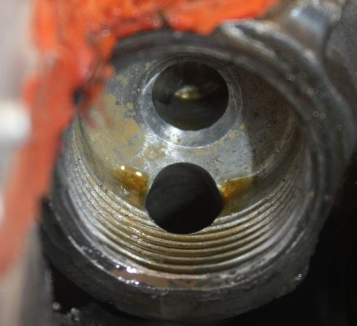 Oil Pressure Relief Valve Seat - some  pitting visible.