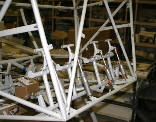 Rudder pedals and brake cylinders installed