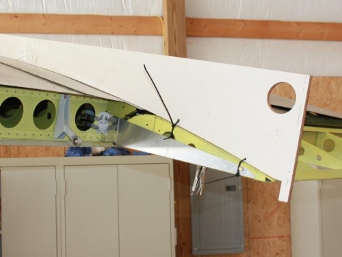 Temporary rib clamped in position.