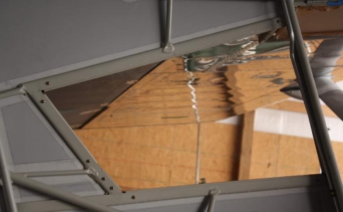 Inside left aft window view.