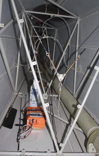 ELT transmitter, wiring, ground plane, and ground plane in a can.