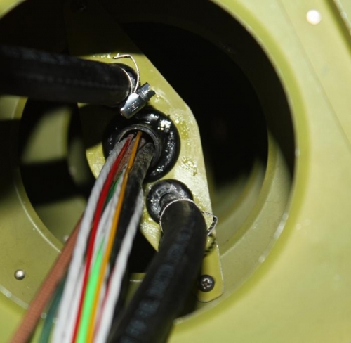 Inboard fuel vent hose connections.