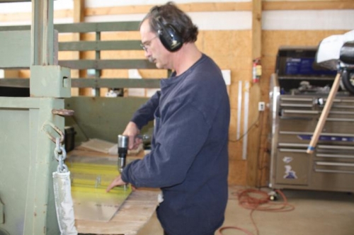 Back riveting the stiffeners.