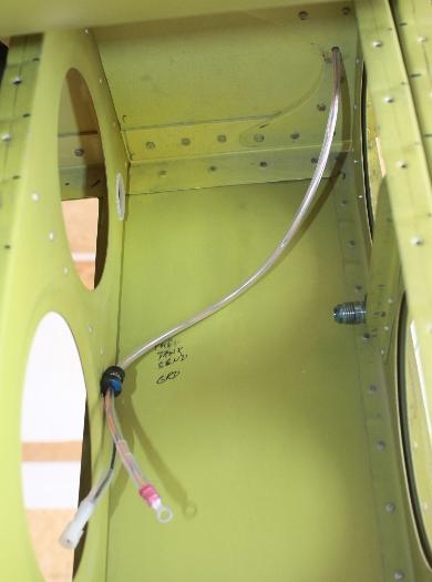 Main fuel tank sender wire penetration.