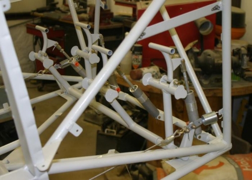 Rudder cables and springs installed