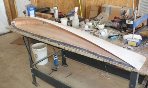 Graphite laminate with peel-ply in place.