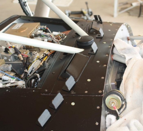 Installed painted supports with neoprene pads.