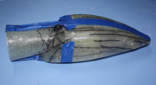 Cone fiberglassed in place.