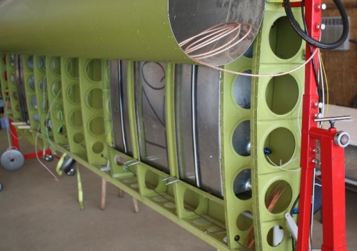 Top wing stiffeners in place.