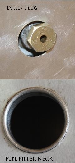 Drain plug and fuel filler neck fit.