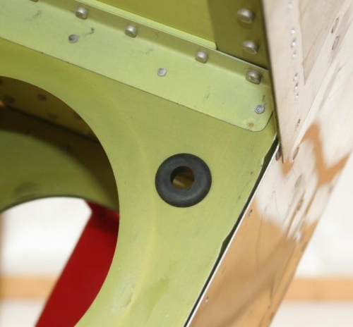 Inboard forward fuel line hole.