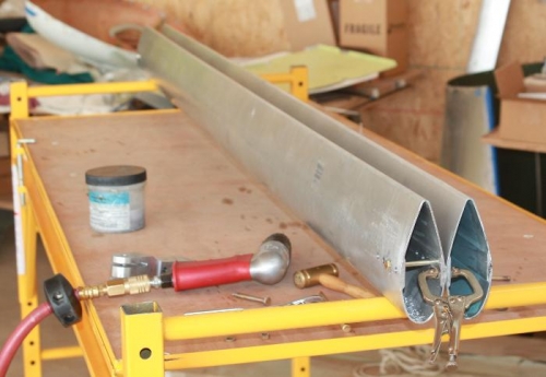 Match drilling new left strut.