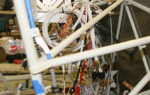 Firewall side of the cable penetration.