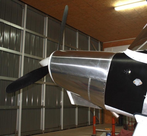 Left rear view, looking forward.