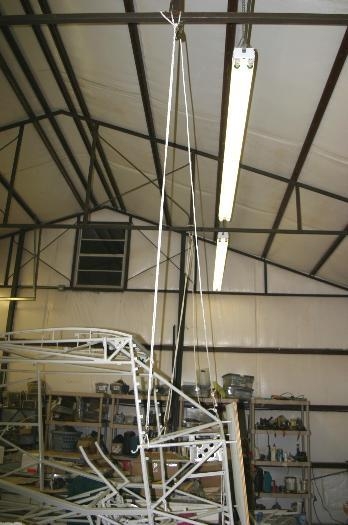 Pulleys used to raise fuselage