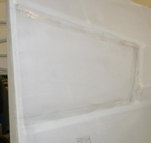 Lines drawn and adhesive placed.