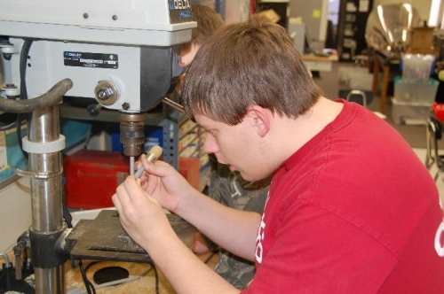 Cutting Al tube on a drill press