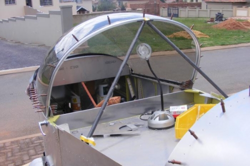 View of front half of canopy.