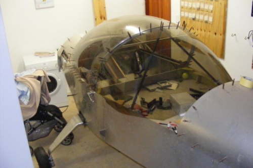 The final edge of the canopy awaits its trimming.