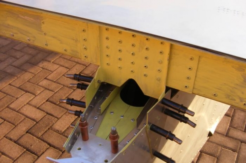 Rear attach points cleco'd in place