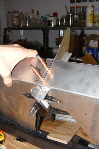 Underside view of completed elevator horn.