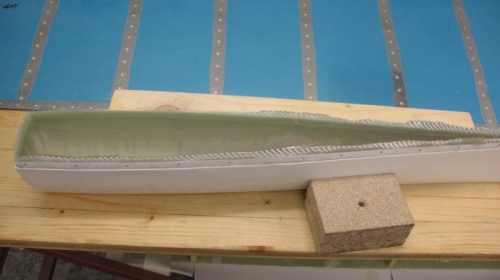 One layer of glass fibre on the inside ridge