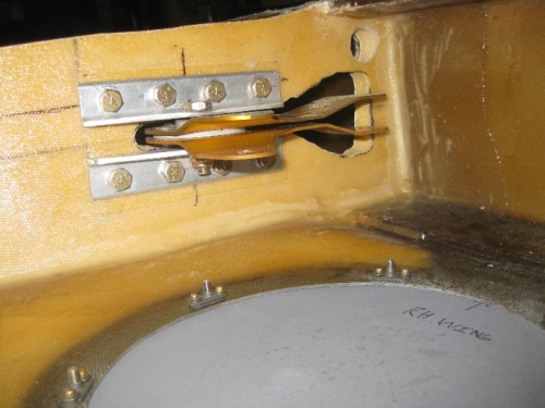 Looking inboard at pivot brackets