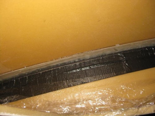 Looking inside wheel well with skin weighted in place