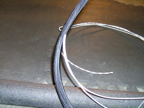 Starter and start fuel wires exiting loom